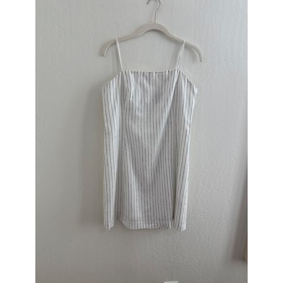 Gap Pinstripe Spaghetti Strap Soft Linen Blend Dress - Size Medium - Picture 1 of 6